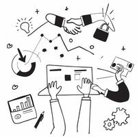 Business team collaborating on a marketing strategy concept as A illustration of a business team collaborating on a marketing strategy using digital tools and charts with an Dynamic vector