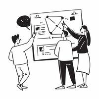 Business leaders collaborating on strategy development concept as A illustration of business leaders collaborating on strategy development using digital whiteboards and char Dynamic vector