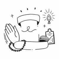 Buddha statue and prayer beads symbol with copy space for website banners concept as A sleek Buddha statue and prayer beads symbol with generous copy space suitable for creating ey Dynamic vector