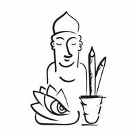 Buddha statue and lotus flower icon with copy space on white background concept as A illustration of a Buddha statue and lotus flower icon with ample copy space on a white b Dynamic vector