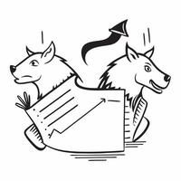Bull and bear symbol with copy space for trading platforms concept as An artistic rendering of a bull and bear symbol with spacious copy space suitable for trading platforms stock Dynamic vector