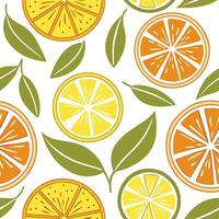 Bright citrus fruits seamless tile pattern with oranges lemons and limes in vibrant shades concept as Oranges lemons and limes create a bright lively seamless tile pattern filled w Dynamic vector