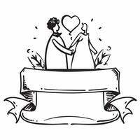 Bride and groom symbol with copy space for wedding programs concept as An artistic rendering of bride and groom symbol with spacious copy space suitable for wedding programs ceremo Dynamic vector