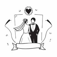 Bride and groom silhouettes with copy space for wedding presentations concept as A visually appealing bride and groom silhouettes design with copy space perfect for enhancing weddi Dynamic vector