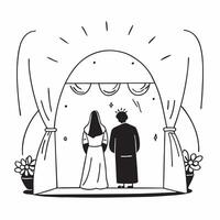 Bride and groom at the altar concept as High resolution image of a bride and groom standing at the altar with a glossy backdrop capturing the solemnity and beauty of the wedding ce Dynamic vector
