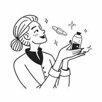 Brand ambassador using a mockup anti aging serum concept as A brand ambassador uses a mockup anti aging serum showcasing its benefits for reducing wrinkles and fine lines Perfect Dynamic vector