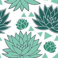 Bold succulent plants seamless tile pattern with varying shades of green and geometric shapes concept as Succulent plants in varying green shades with geometric patterns form a bol Dynamic vector
