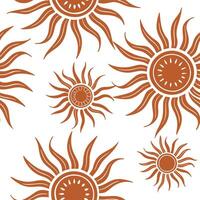 Bold summer sun seamless tile pattern with sun rays and orange gradients for energetic home decor concept as Sun rays and orange gradient tones in a seamless pattern to create an e Dynamic vector