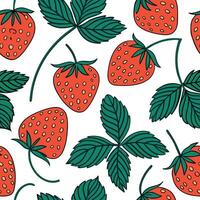 Bold strawberry seamless tile pattern with red berries green leaves and a sweet summer vibe concept as Red strawberries with green leaves create a bold sweet seamless tile pattern Dynamic vector