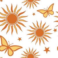 Bold summer sun seamless tile pattern with sun rays and orange gradients for energetic home decor concept as Sun rays and orange gradient tones in a seamless pattern to create an e Dynamic Set 2 vector