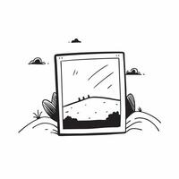 Black landscape frame mockup concept as High resolution mockup of a black landscape frame on a white wall perfect for a bold and contrasting display of monochrome photography or mo Dynamic vector