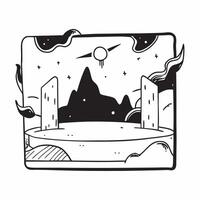 Black and white landscape frame mockup concept as High resolution mockup of a black and white landscape frame on a neutral wall perfect for a minimalist and contrasting display of Dynamic Set 2 vector