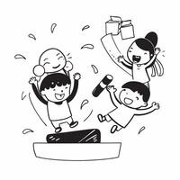 Birthday party fun and games concept as High resolution image of children enjoying fun and games at a birthday party with a glossy backdrop capturing the excitement and joy of the Dynamic vector