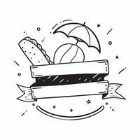Beach umbrella and flip flops icon with blank area for customizable text concept as A creative depiction of a beach umbrella and flip flops icon featuring a blank area for customiz Dynamic vector