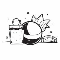 Beach ball and coconut drink icon with copy space for summer tools concept as A summer tools oriented beach ball and coconut drink icon with ample copy space ideal for visualizing Dynamic vector