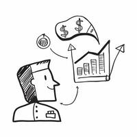 Banker double exposure with financial charts concept as A bankers profile combined with financial charts symbolizing financial responsibility and economic strategy Ideal for banki Dynamic vector