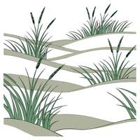 Beach dunes and coastal grasses seamless tile pattern with soft natural hues and a serene atmosphere concept as Coastal grasses and soft beach dunes create a seamless tile pattern Dynamic vector