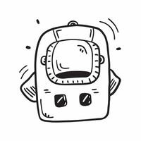 Backpack icon with copy space on a blue background concept as A image of a backpack icon with ample copy space on a blue background ideal for travel and adventure themed vis Dynamic vector