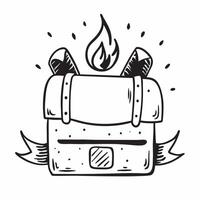 Backpack and campfire icon with blank space for custom branding concept as A customizable backpack and campfire icon with blank space for adding custom branding elements making it Dynamic vector