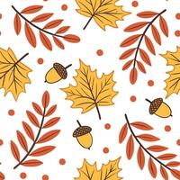 Autumn wreath seamless tile pattern with colorful leaves and seasonal elements concept as Colorful autumn leaves and seasonal elements create a seamless wreath tile pattern for fal Dynamic vector