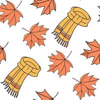 Autumn warmth seamless tile pattern with cozy blankets and golden maple leaves for inviting home decor concept as Cozy blankets and golden maple leaves arranged seamlessly to creat Dynamic Set 18 vector