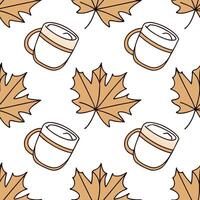 Autumn warmth seamless tile pattern with cozy blankets and golden maple leaves for inviting home decor concept as Cozy blankets and golden maple leaves arranged seamlessly to creat Dynamic Set 15 vector
