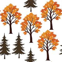 Autumn trees seamless tile pattern with vibrant maple and oak leaves for warm home decor concept as Vibrant maple and oak leaves arranged seamlessly to create warm and inviting aut Dynamic Set 7 vector