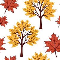 Autumn trees seamless tile pattern with vibrant maple and oak leaves for warm home decor concept as Vibrant maple and oak leaves arranged seamlessly to create warm and inviting aut Dynamic Set 5 vector