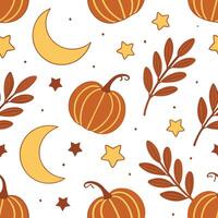 Autumn harvest moons and stars seamless tile pattern with warm rustic tones concept as Warm rustic toned harvest moons and stars create a cozy autumn harvest moons and stars seamle Dynamic vector