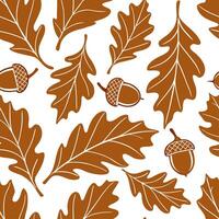 Autumn leaves and acorns seamless tile pattern with rich brown and orange tones concept as Rich brown and orange autumn leaves and acorns create a seamless tile pattern perfect for Dynamic vector
