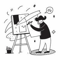 Artist working on a large canvas in a studio concept as An artist passionately works on a large canvas in their studio illustrating creativity and focus Perfect for artistic and c Dynamic vector