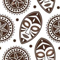 African tribal patterns and masks seamless tile pattern with earthy color palette concept as Earthy color palette highlights African tribal patterns and masks in seamless tile patt Dynamic vector