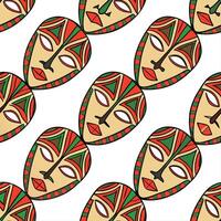 African tribal masks and vibrant patterns seamless tile pattern with earthy color palette concept as Earthy color palette highlights African tribal masks intertwined with vibrant p Dynamic vector