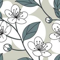 Abstract spring flower seamless pattern with modern geometric shapes for contemporary spaces concept as Abstract flowers with geometric shapes in a seamless tile pattern for modern Dynamic vector
