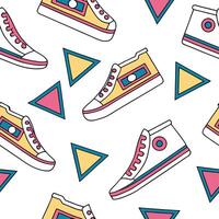 Abstract retro polygon seamless pattern bright hues on white background suitable for stationery concept as Designing abstract seamless pattern with retro polygon shapes in bright h Dynamic Set 5 vector