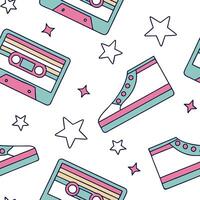 80s vaporwave seamless tile pattern with neon retro illustrations nostalgic synthwave elements concept as Seamless vaporwave tile patterns featuring neon gradients gridlines and 80 Dynamic vector