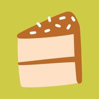 Slice brown cake with children style vector