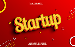 3D yellow and red Startup text effect on red background. psd