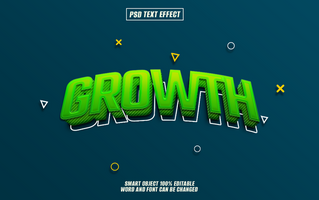 3D green Growth text effect with editable style. psd