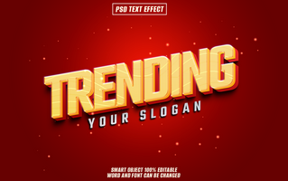 3D editable text effect Trending on red background. psd