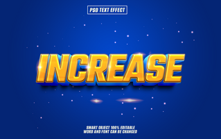 3D text effect INCREASE word on dark blue background. psd