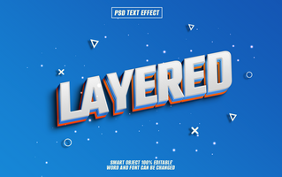 3D layered text effect design with editable word psd