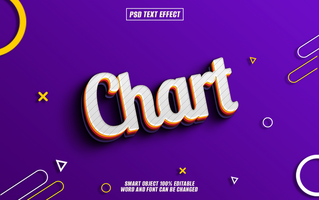 3D text effect Chart on purple background psd