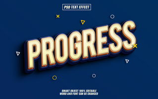 3D text effect Progress in a bold, psd