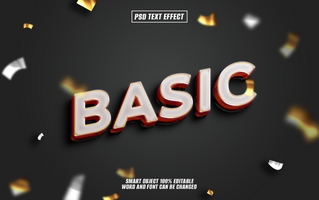 3D text effect BASIC in red and white psd