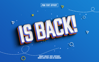 3D text effect Is Back on red background. psd