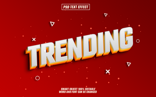 3D text effect Trending on red background. psd