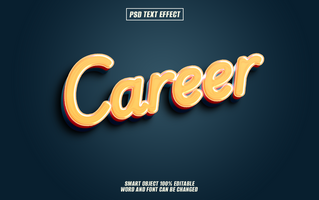 3D text effect Career in orange and red on a dark blue background. psd