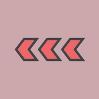 red arrow turn left with outline flat design vector