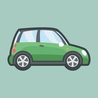 side view green car with outline flat design. vector